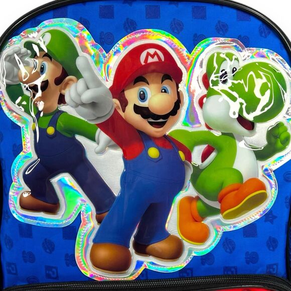 OFFICIAL Super Mario Backpack Reflective Kids School Bookbag Bag 17” w Bag Charm - Picture 12 of 16